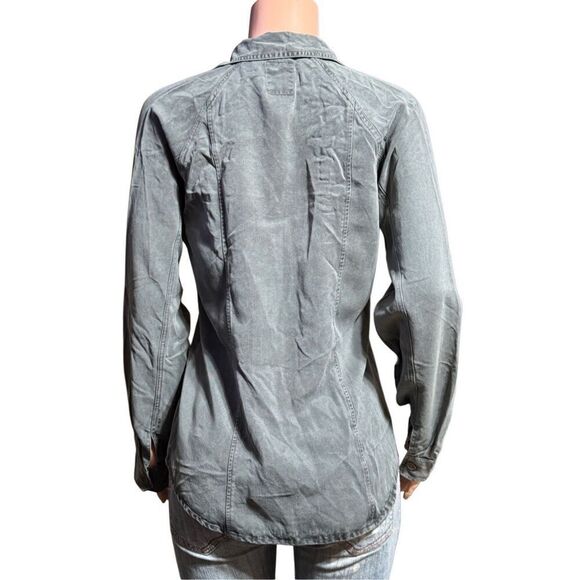 Women’s raglan long sleeve tencel button-down shirt  top M - Picture 3 of 7